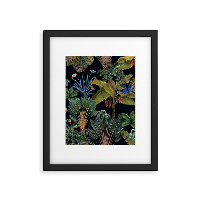 Moody tropical Jungle_deep blue & green tones Framed Art Print Gallery Image 6