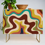 Retro Liquid Swirl 70s Abstract Pattern 4 Credenza Gallery Image 1