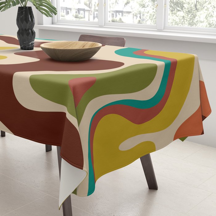 Retro Liquid Swirl 70s Abstract Pattern 4 Tablecloth Gallery Image 3