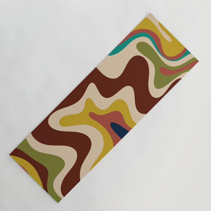 Retro Liquid Swirl 70s Abstract Pattern 4 Yoga Mat Gallery Image 1