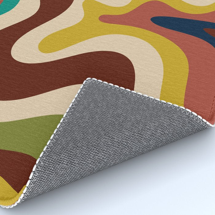 Retro Liquid Swirl 70s Abstract Pattern 4 Rug Gallery Image 4