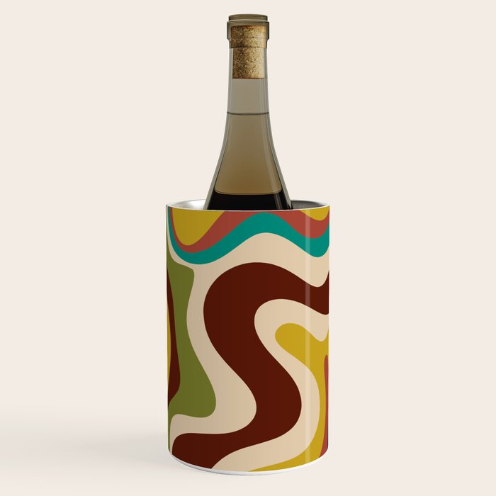 Retro Liquid Swirl 70s Abstract Pattern 4 Wine Chiller Gallery Image 2