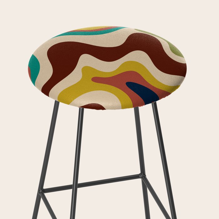 Retro Liquid Swirl 70s Abstract Pattern 4 Stool Gallery Image 2