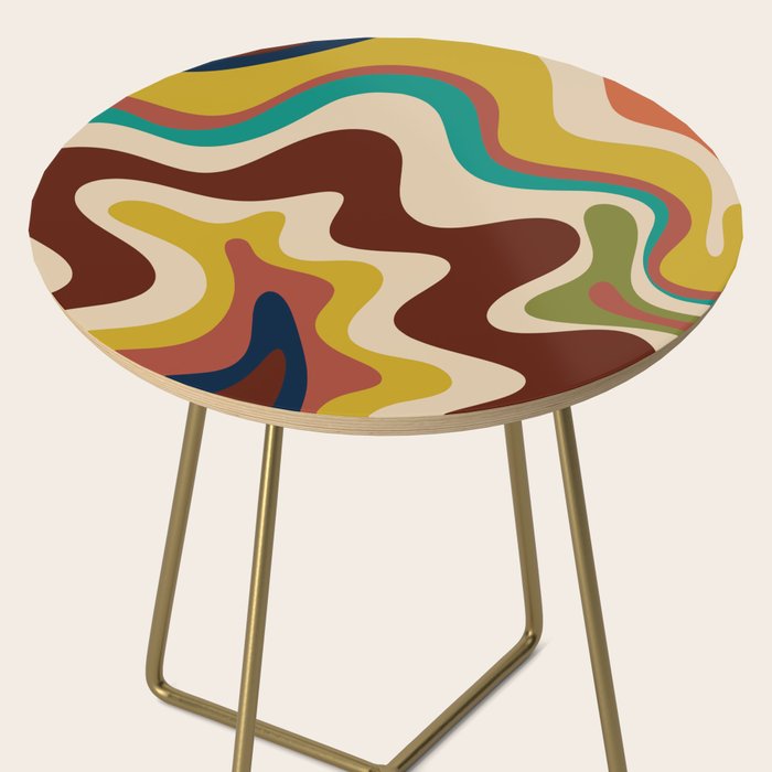 Retro Liquid Swirl 70s Abstract Pattern 4 Side Table Gallery Image 2
