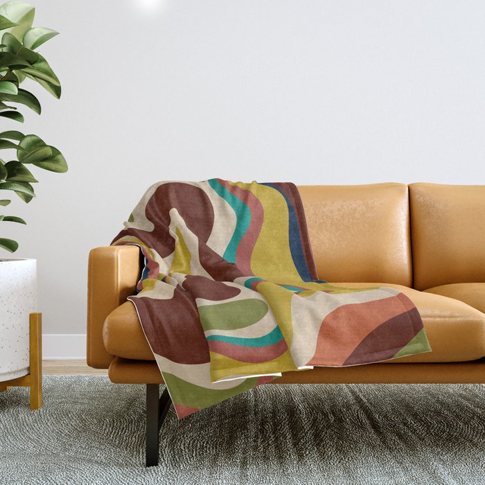 Retro Liquid Swirl 70s Abstract Pattern 4 Throw Blanket Gallery Image 1