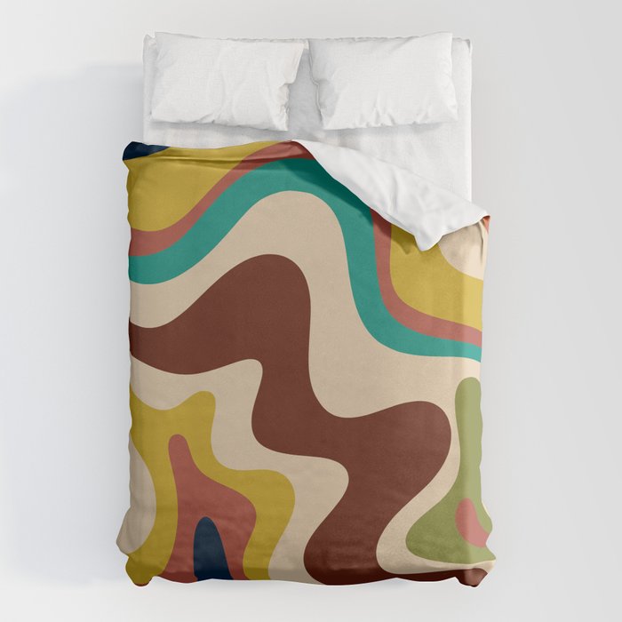 Retro Liquid Swirl 70s Abstract Pattern 4 Duvet Cover Gallery Image 6