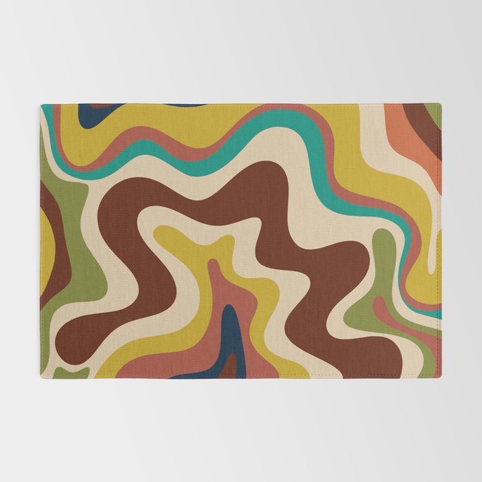 Retro Liquid Swirl 70s Abstract Pattern 4 Rug Gallery Image 2
