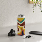 Retro Liquid Swirl 70s Abstract Pattern 4 Water Bottle Gallery Image 4