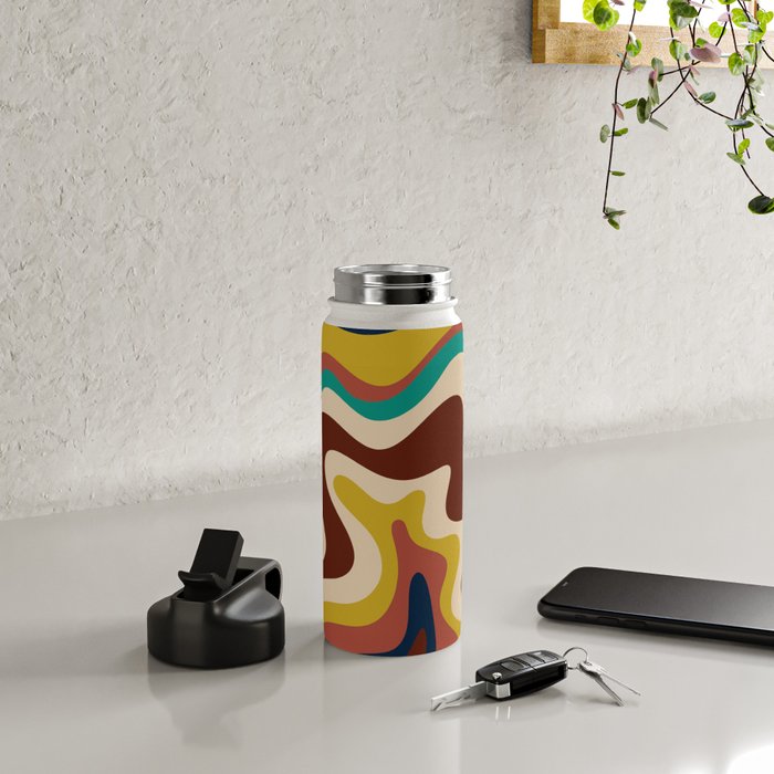 Retro Liquid Swirl 70s Abstract Pattern 4 Water Bottle Gallery Image 4