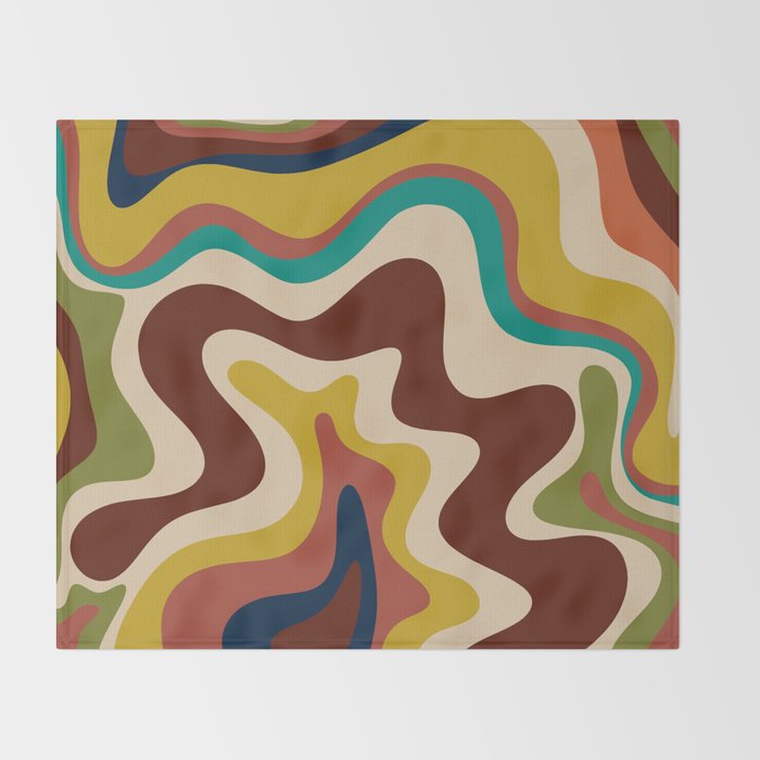 Retro Liquid Swirl 70s Abstract Pattern 4 Throw Blanket Gallery Image 2