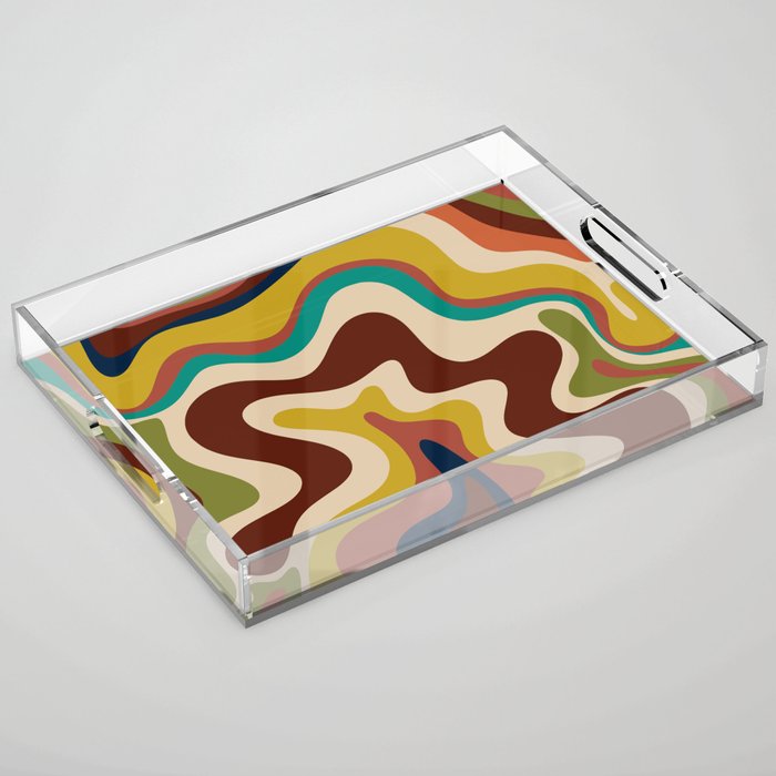 Retro Liquid Swirl 70s Abstract Pattern 4 Acrylic Tray Gallery Image 1