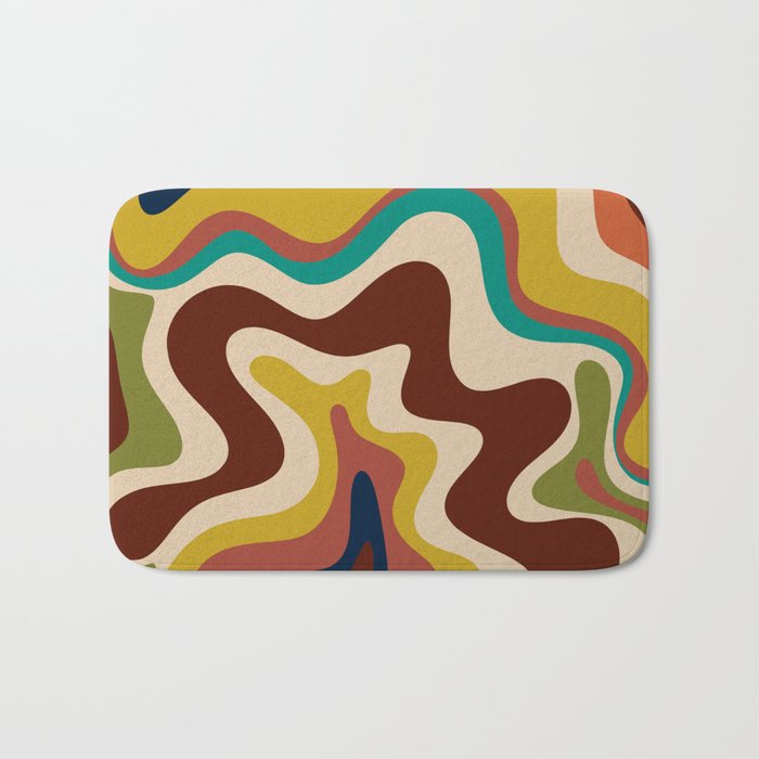 Retro Liquid Swirl 70s Abstract Pattern 4 Bath Mat Gallery Image 1