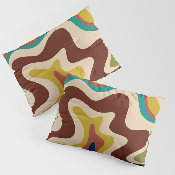 Retro Liquid Swirl 70s Abstract Pattern 4 Pillow Sham Gallery Image 3