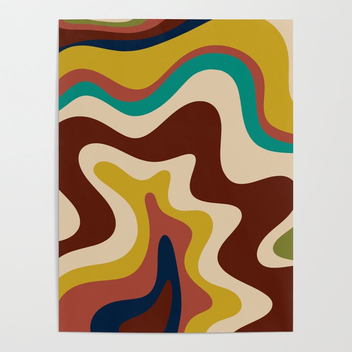 Retro Liquid Swirl 70s Abstract Pattern 4 Poster Gallery Image 1