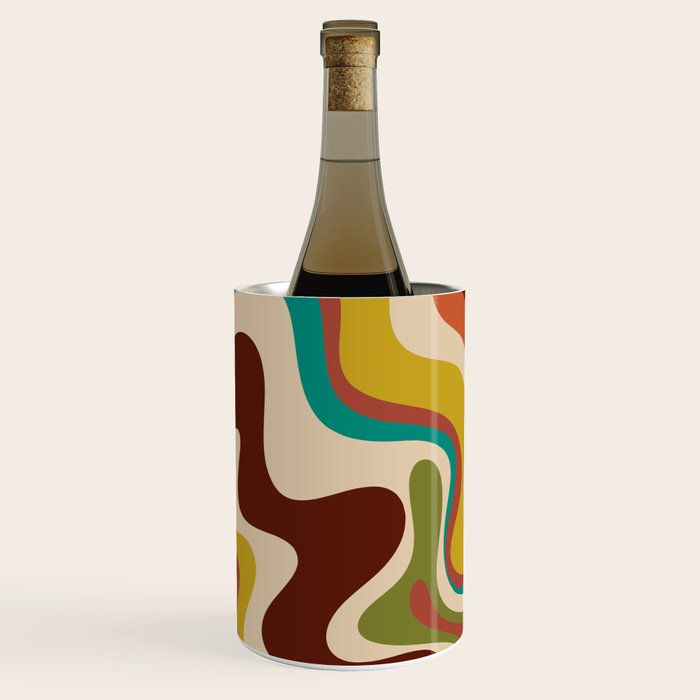 Retro Liquid Swirl 70s Abstract Pattern 4 Wine Chiller Gallery Image 3