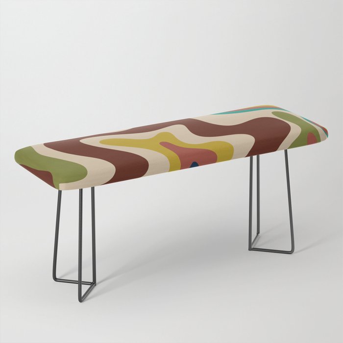 Retro Liquid Swirl 70s Abstract Pattern 4 Bench Gallery Image 1