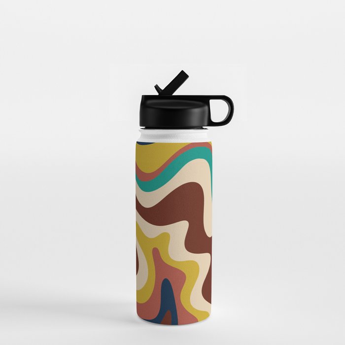 Retro Liquid Swirl 70s Abstract Pattern 4 Water Bottle Gallery Image 1