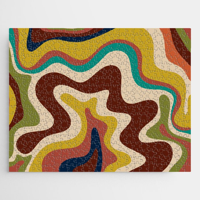 Retro Liquid Swirl 70s Abstract Pattern 4 Jigsaw Puzzle Gallery Image 1