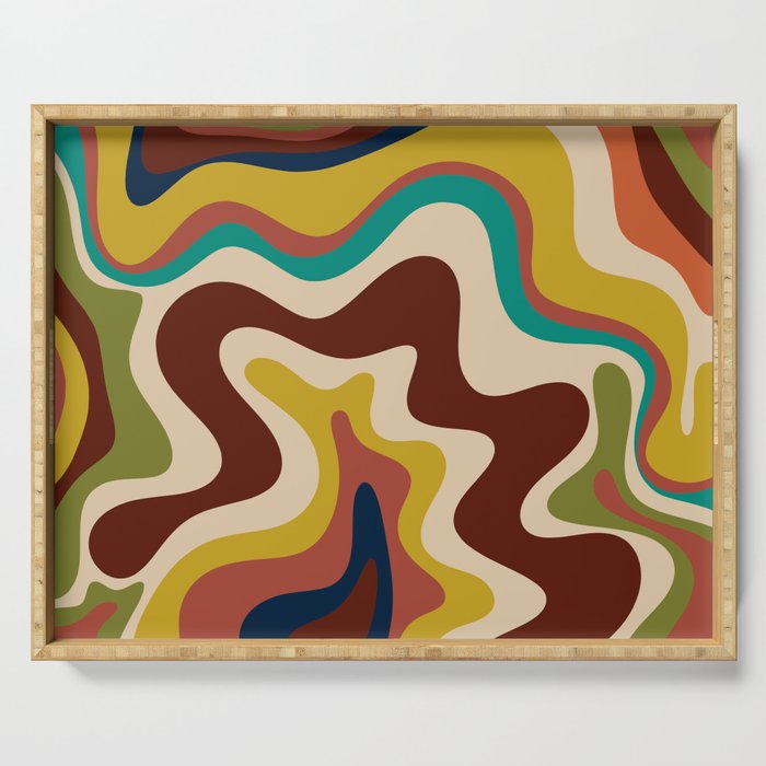 Retro Liquid Swirl 70s Abstract Pattern 4 Serving Tray Gallery Image 1