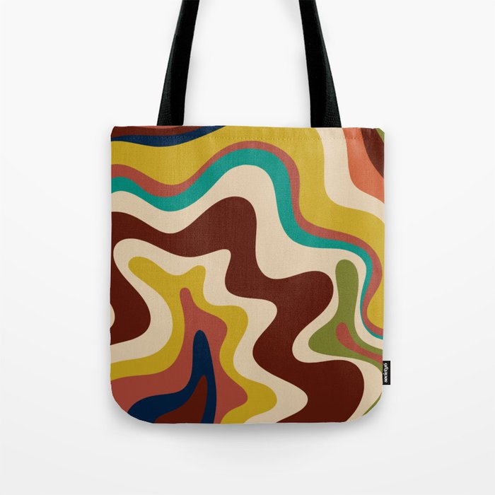 Retro Liquid Swirl 70s Abstract Pattern 4 Tote Bag Gallery Image 1
