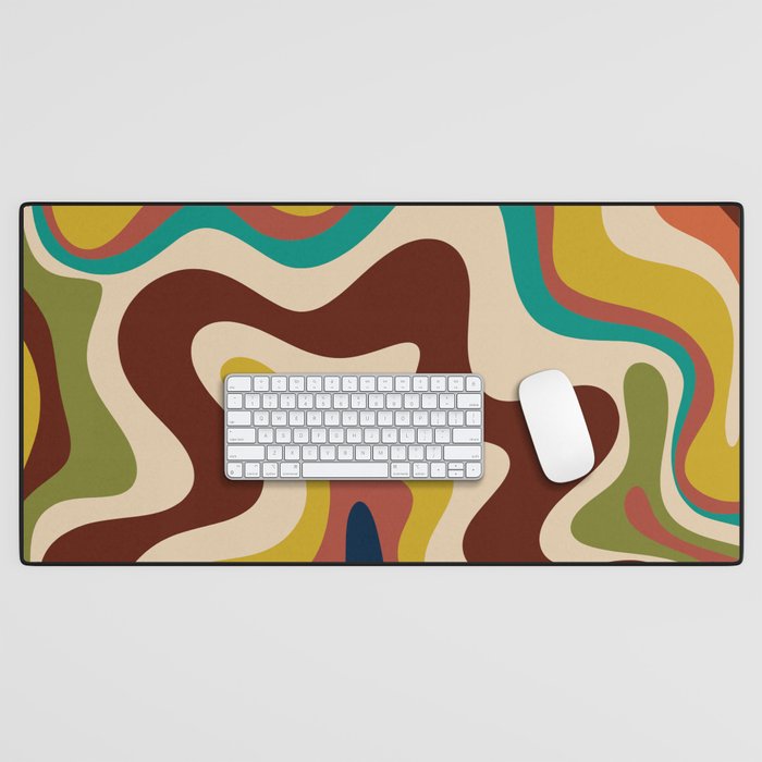 Retro Liquid Swirl 70s Abstract Pattern 4 Desk Mat Gallery Image 1