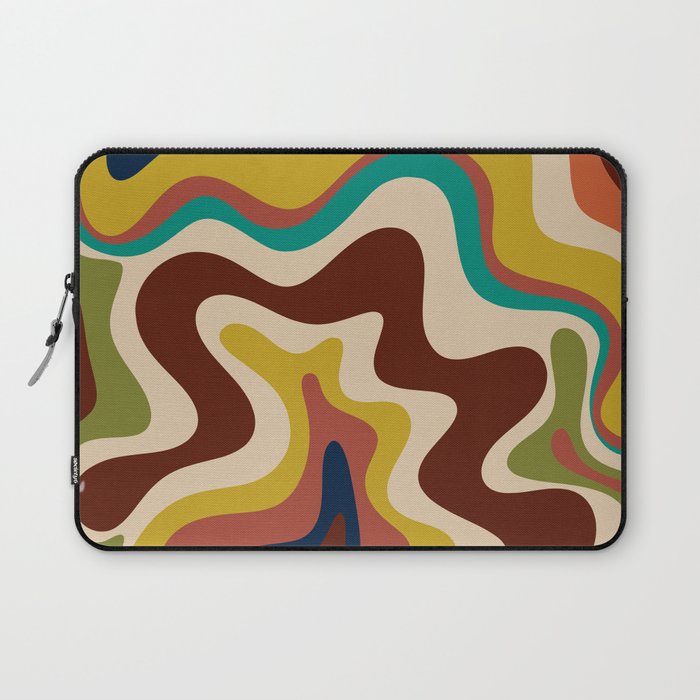 Retro Liquid Swirl 70s Abstract Pattern 4 Laptop Sleeve Gallery Image 1