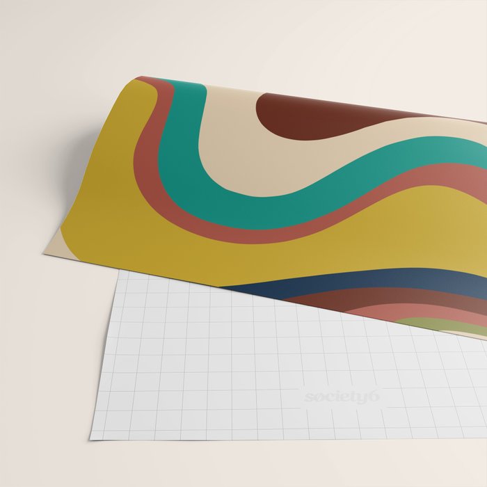 Retro Liquid Swirl 70s Abstract Pattern 4 Wrapping Paper Gallery Image 2