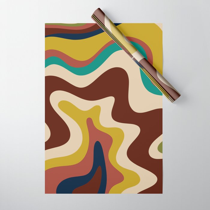 Retro Liquid Swirl 70s Abstract Pattern 4 Wrapping Paper Gallery Image 1