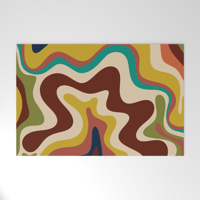Retro Liquid Swirl 70s Abstract Pattern 4 Welcome Mat Gallery Image 1
