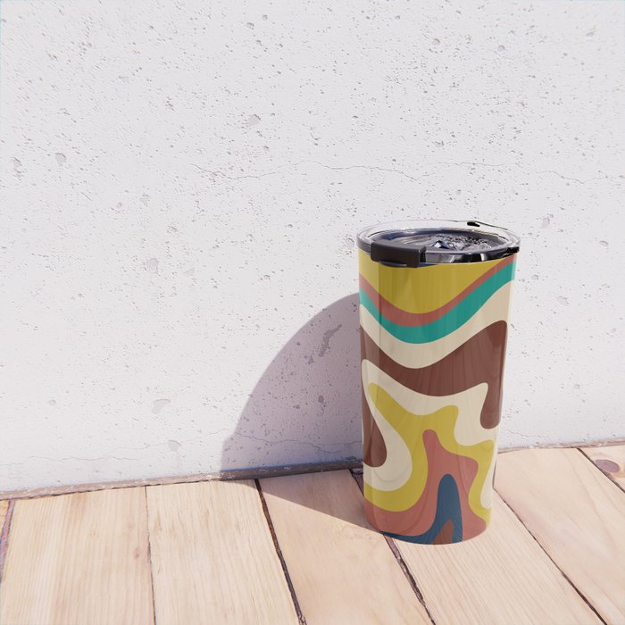Retro Liquid Swirl 70s Abstract Pattern 4 Travel Mug Gallery Image 4