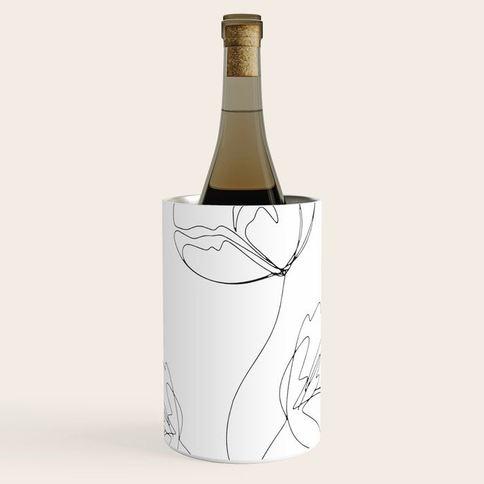 Poppies Minimal Line Art Wine Chiller Gallery Image 1