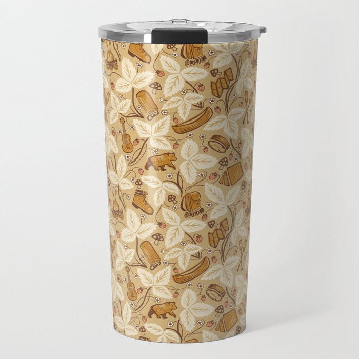 Summer Camping - Gold and cream Travel Mug Gallery Image 1