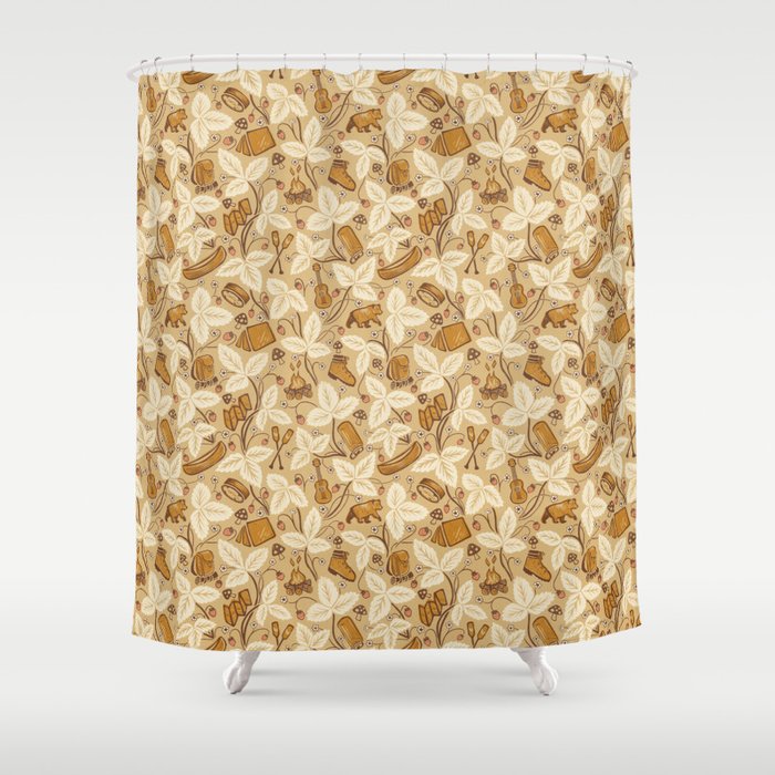 Summer Camping - Gold and cream Shower Curtain Gallery Image 1