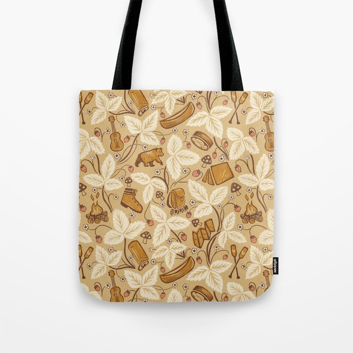 Summer Camping - Gold and cream Tote Bag Gallery Image 1