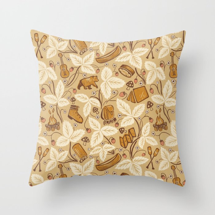 Summer Camping - Gold and cream Throw Pillow Gallery Image 6