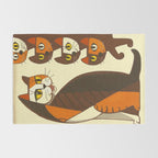 Inagaki Tomoo Vintage Japanese Woodblock print mid century Modern Cubism Art Cats Feline Rug Gallery Image 2