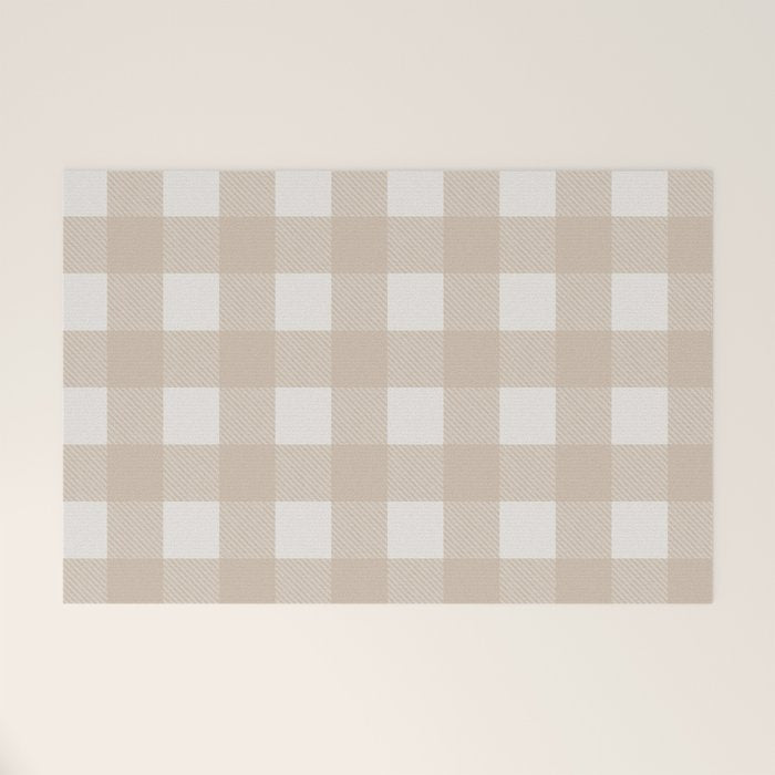 Gingham Cloth / Beige Checks Welcome Mat Gallery Image 1