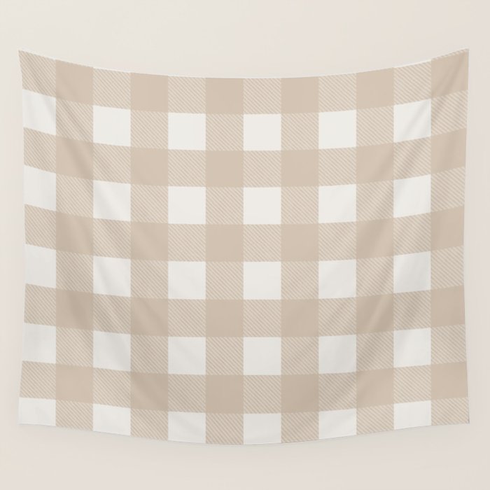 Gingham Cloth / Beige Checks Wall Tapestry Gallery Image 4