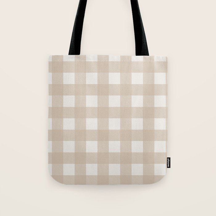 Gingham Cloth / Beige Checks Tote Bag Gallery Image 1