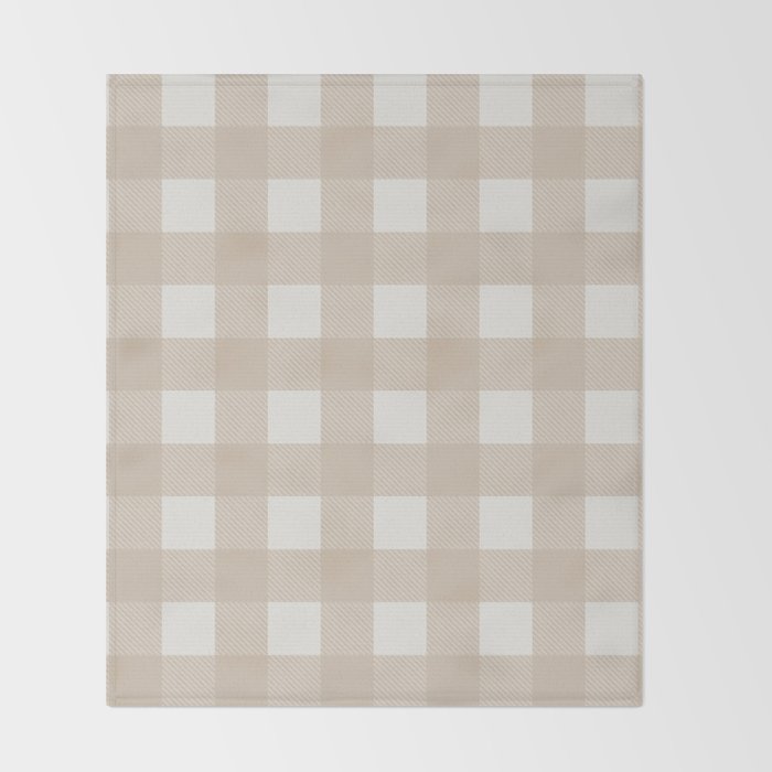 Gingham Cloth / Beige Checks Throw Blanket Gallery Image 2