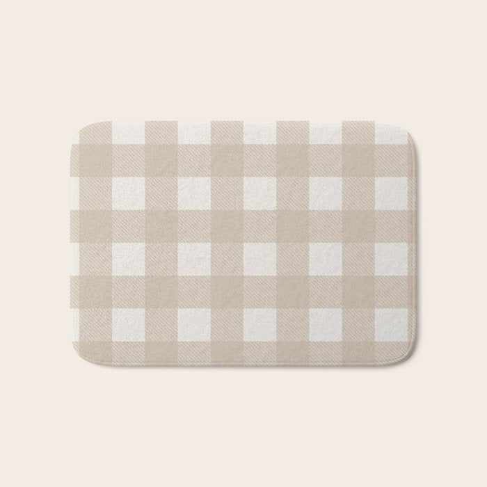 Gingham Cloth / Beige Checks Bath Mat Gallery Image 1