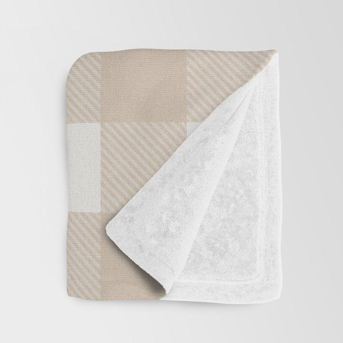 Gingham Cloth / Beige Checks Throw Blanket Gallery Image 3