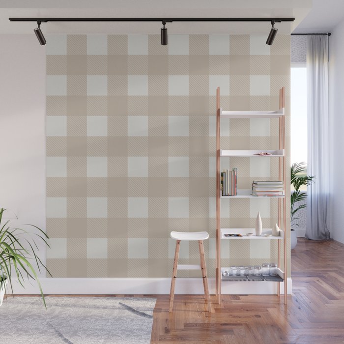 Gingham Cloth / Beige Checks Wall Mural Gallery Image 1