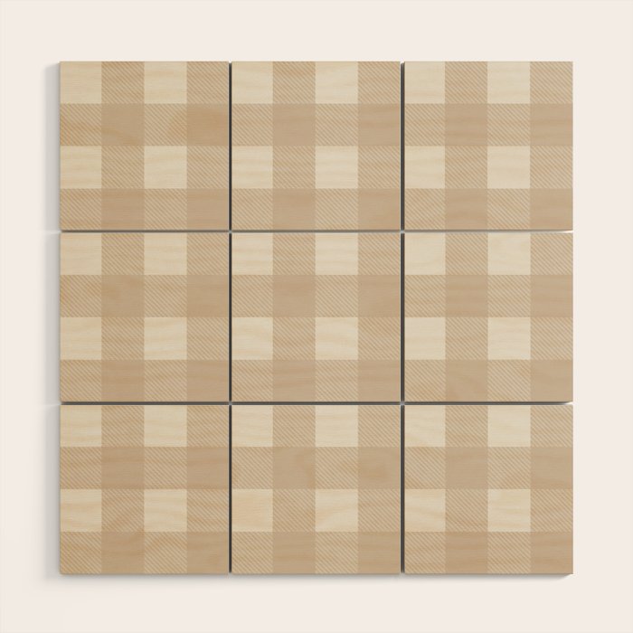 Gingham Cloth / Beige Checks Wood Wall Art Gallery Image 1