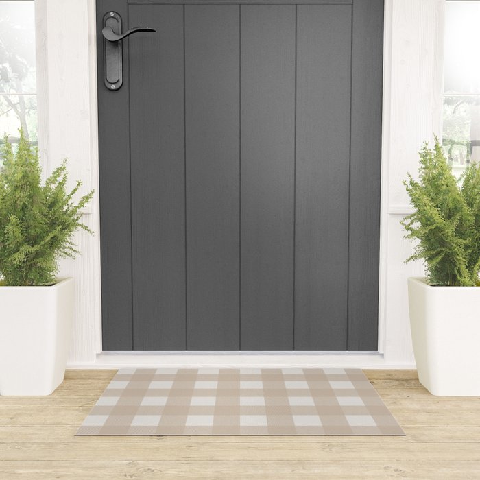 Gingham Cloth / Beige Checks Welcome Mat Gallery Image 3