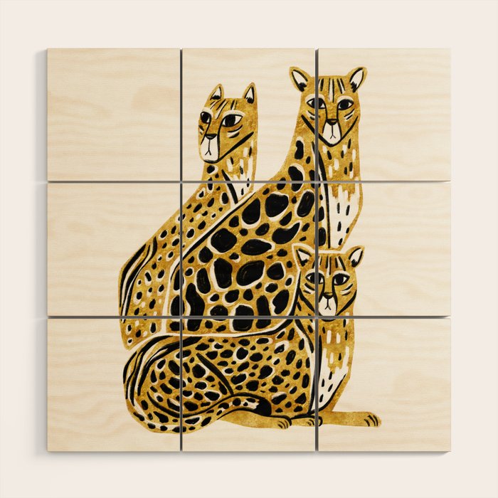 Gold Cheetahs Wood Wall Art Gallery Image 1