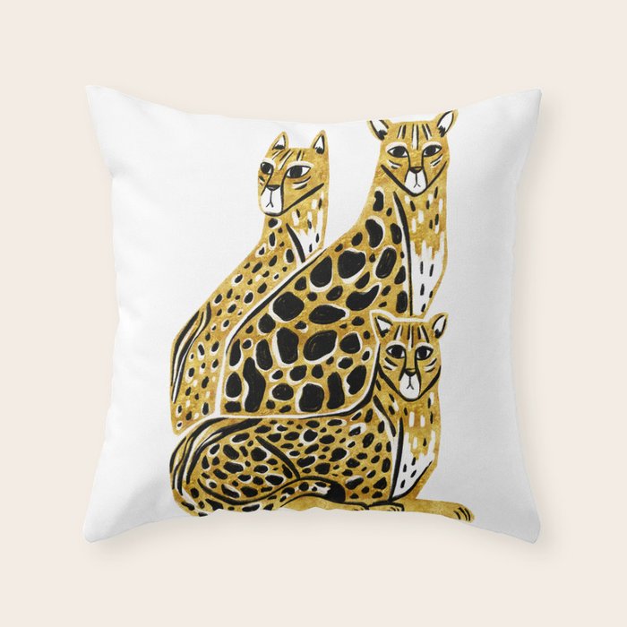Gold Cheetahs Throw Pillow Gallery Image 1