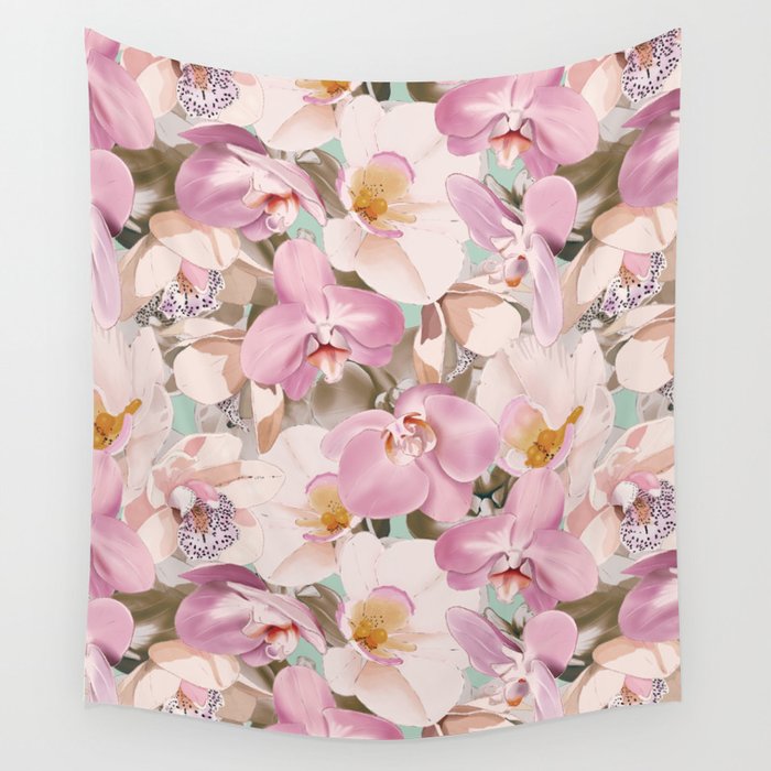 Lush Pink Tropical Flowers I Wall Tapestry Gallery Image 4