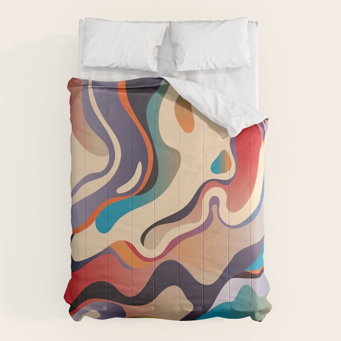 Retro Colorful Liquid Swirls Comforter Gallery Image 1