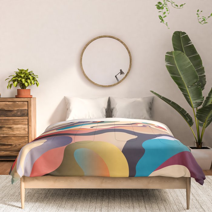 Retro Colorful Liquid Swirls Comforter Gallery Image 3